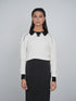Point Polo Sweater in Cream & Black